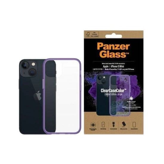 PanzerGlass PanzerGlass ClearCase protimikrobno ohišje s certifikatom Military Grade za iPhone 13 mini - prozorno vijolično