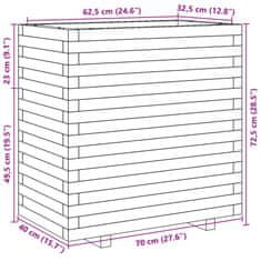 Vidaxl Vrtno cvetlično korito voščeno 70x40x72,5 cm trdna borovina