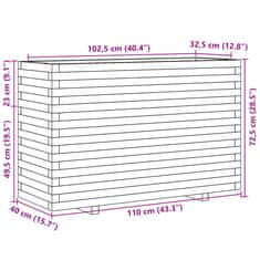 Vidaxl Vrtno cvetlično korito 110x40x72,5 cm trdna borovina