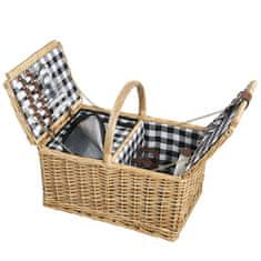 Cilio Piknik košara Lugano set 4 krožniki+pribor 48x32xh25cm / za 4 osebe / les, tekstil