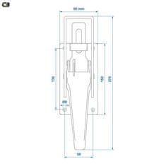 Carblix zapiralo prikolice, z montažno ploščico, 270 x 80 mm