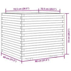 Vidaxl Vrtno cvetlično korito voščeno rjavo 80x80x72 cm trdna borovina