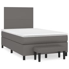 Vidaxl Box spring postelja z vzmetnico siv 120x200 cm umetno usnje