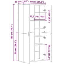 Vidaxl Visoka omara sonoma hrast 80x35x180 cm inženirski les