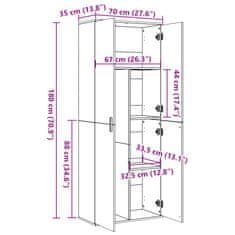 Vidaxl Visoka omara črna 70x35x180 cm inženirski les