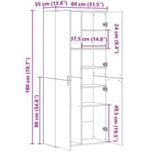 Vidaxl Visoka omara rjavi hrast 80x35x180 cm inženirski les