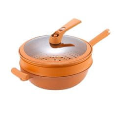 Netscroll Vsestranska 8v1 wok ponev, idealna za praženje in kuhanje na pari, Wok