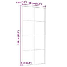 Vidaxl Drsna vrata iz aluminija in ESG stekla 90x205 cm črna