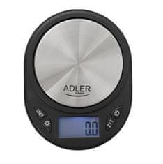 Adler Elektronska kuhinjska tehtnica Adler AD 3162, natančnost 0,1 g, kapaciteta 0,75 kg, LCD zaslon, črna barva