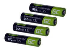 Green Cell Baterije Green Cell GR03 AAA 950 mAh, NiMH, polnilne, 4 kosi, temperatura delovanja -20 do 60 °C, pakiranje blister