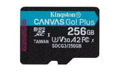 Kingston Kingston 256GB microSDXC Canvas Go Plus, 170MB/s, A2 U3, V30 - Vodo-, udarno- in temperaturno odporen