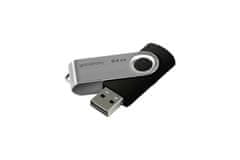 GoodRam USB ključek Goodram UTS2 64 GB Type-A 2.0, črn/srebrn, vrtljiv, hitrost branja 20 MB/s, za Windows, Linux in Mac