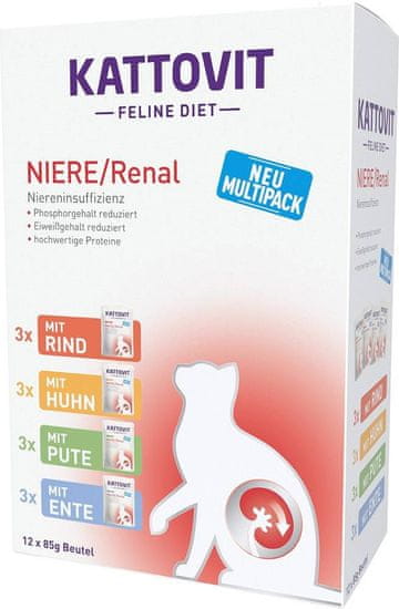 Kattovit KATTOVIT Feline Diet Niere/Renal - mokra hrana za mačke - 12 x 85 g - zaščita ledvic za odrasle mačke