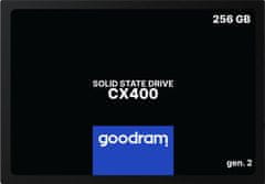 GoodRam SSD Goodram CX400 gen.2, 256 GB 2.5" SATA III, 3D TLC NAND, 550 MB/s, 480 MB/s, MTBF 2M h, za PC