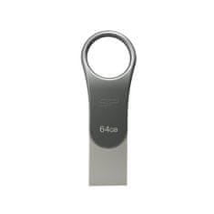 Silicon Power USB flash pomnilnik Silicon Power C80, 64 GB, USB Type-A / Type-C, 3.0, titanium, varnostni algoritmi 256-bit AES