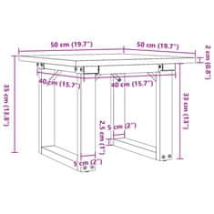 Vidaxl Klubska mizica O okvir 50x50x35 cm trdna borovina lito železo