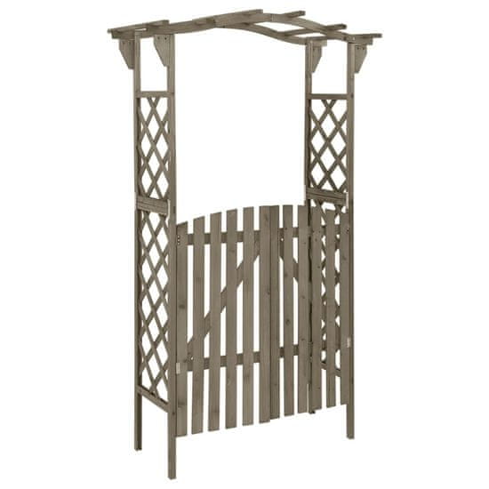 Vidaxl Pergola z vrati 116x40x204 cm siva trden les jelke