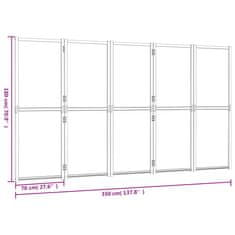 Vidaxl Paravan 5-delni črn 350x180 cm