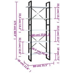 Vidaxl Knjižna omara 5-nadstropna bela 80x30x175 cm inženirski les