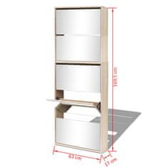 Vidaxl Omarica za čevlje 5-nadstropna z ogledali hrast 63x17x169,5 cm