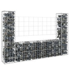 Vidaxl Gabion košara U-oblike z 2 stebroma železo 140x20x100 cm