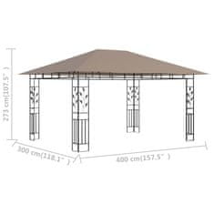 Vidaxl Paviljon z mrežo proti komarjem 4x3x2,73 m taupe 180 g/m²