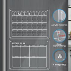 HOME & MARKER® Akrilni magnetni koledar, koledar za hladilnik, tabla za načrtovanje, planer, tedenski in mesečni | REUSABLEPLAN