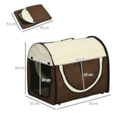 PAWHUT Dog Box Zložljiva Transportna Škatla Za Pse, 2 Barvi, 5 Velikosti, L (70X51X59 Cm), Coffee 