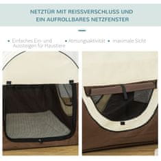 PAWHUT Dog Crate Transport Box Zložljiva Pasja Transportna Škatla Nahrbtnik Za Hišne Ljubljenčke Z Blazino Vodoodporna Tkanina Oxford Coffee 97 X 71 X 76 Cm 