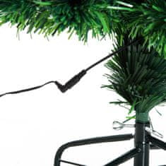 HOMCOM Božično Drevo Umetno Božično Drevo Jelka Svetleča Fiber Led Jelka S Kovinskim Stojalom, Menjalnik Barv Iz Optičnih Vlaken, Zelena, 120 Cm 