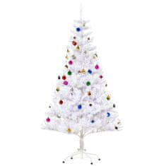 HOMCOM Božično Drevo Umetno Božično Drevo 150Cm S Stojalom Vključno Z Dekoracijo (150Cm, Belo/Božično Drevo) 