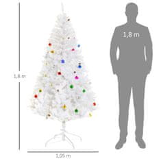 HOMCOM Božično Drevo Umetno Božično Drevo 180Cm S Stojalom Vključno Z Dekoracijo (180Cm, Bela/Božično Drevo 1) 