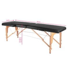 Boxman Zložljiva lesena masažna miza Komfort Activ Fizjo 2 segmentna črna