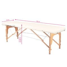 Boxman Zložljiva lesena masažna miza Komfort Activ Fizjo 2 segmenta kremna