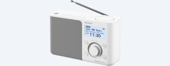 Sony XDR-S61DW Prenosni radio FM/DAB, bel, večvrstični belo osvetljeni zaslon. 5 pomnilniških gumbov