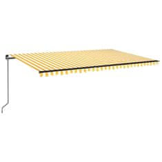 Vidaxl Ročno zložljiva tenda z LED lučmi 500x350 cm rumena in bela