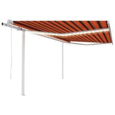 Vidaxl Avtomatska tenda LED + senzor 4x3,5 m oranžna in rjava