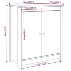 Vidaxl Komoda bela 70x35x80 cm trdna borovina