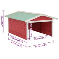 Vidaxl Garaža za robotsko kosilnico 72x87x50 cm rdeča in bela lesena
