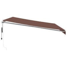 Vidaxl Avtomatsko zložljiva tenda z LED rjava 450x350 cm