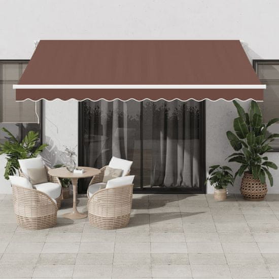 shumee Avtomatsko zložljiva tenda z LED rjava 400x300 cm