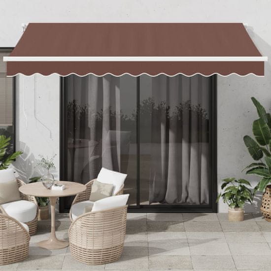 shumee Avtomatsko zložljiva tenda z LED rjava 350x250 cm