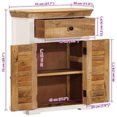 Vidaxl Komoda bela in rjava 55x30x73 cm trden robusten mangov les