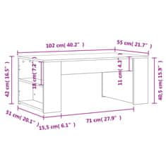 Vidaxl Klubska mizica črna 102x55x42 cm inženirski les