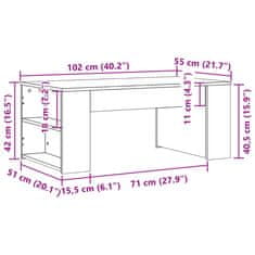 Vidaxl Klubska mizica betonsko siva 102x55x42 cm inženirski les