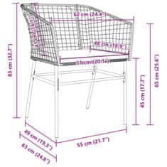 Vidaxl Vrtni stoli 2 kosa z blazinami rjav poli ratan