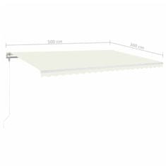 Vidaxl Avtomatska tenda LED + senzor 500x300 cm krem