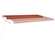 Vidaxl Avtomatska tenda LED + senzor 500x300 cm oranžno/rjava