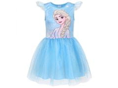 Disney Ledeno kraljestvo Elsa Modra obleka s tilom in kratkimi rokavi, dekliška obleka 4-5 lat 104-110 cm