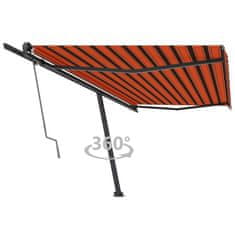 Vidaxl Prostostoječa avtomatska tenda 500x300 cm oranžna/rjava